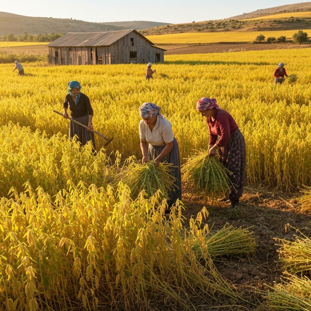 Gökova susam tarlası ve hasat
